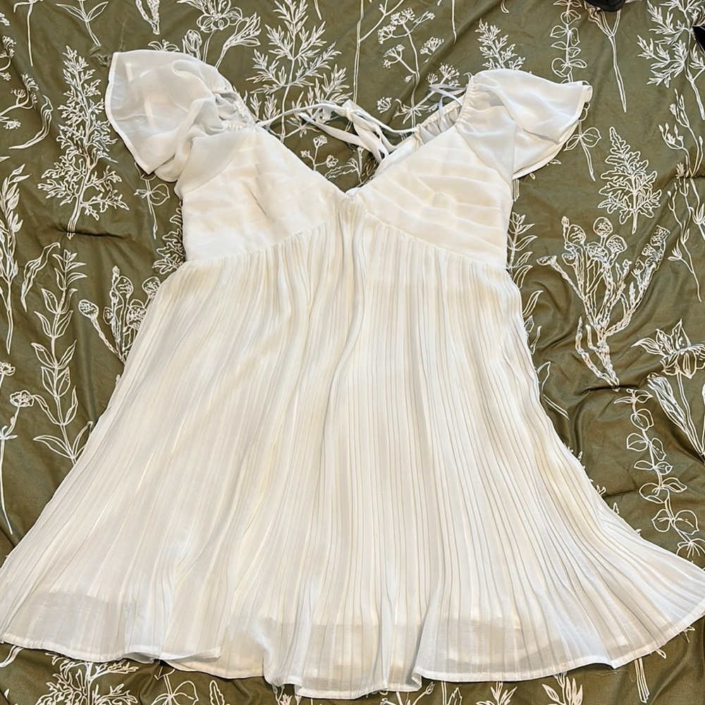 Lulu's White Pleated Dress